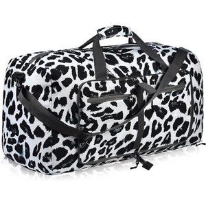 TRAVEL bag water resistant duffle bag Z black leopard print